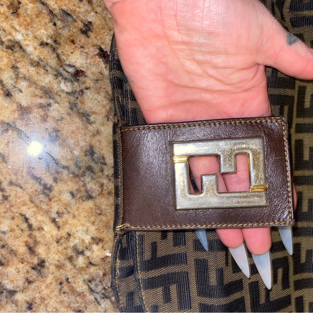 Vintage Fendi Black and Brown Monogram Shoulder Bag - Picture 13 of 15